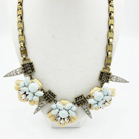 Statement Necklace | Gold & Light Blue - Picture 2 of 6